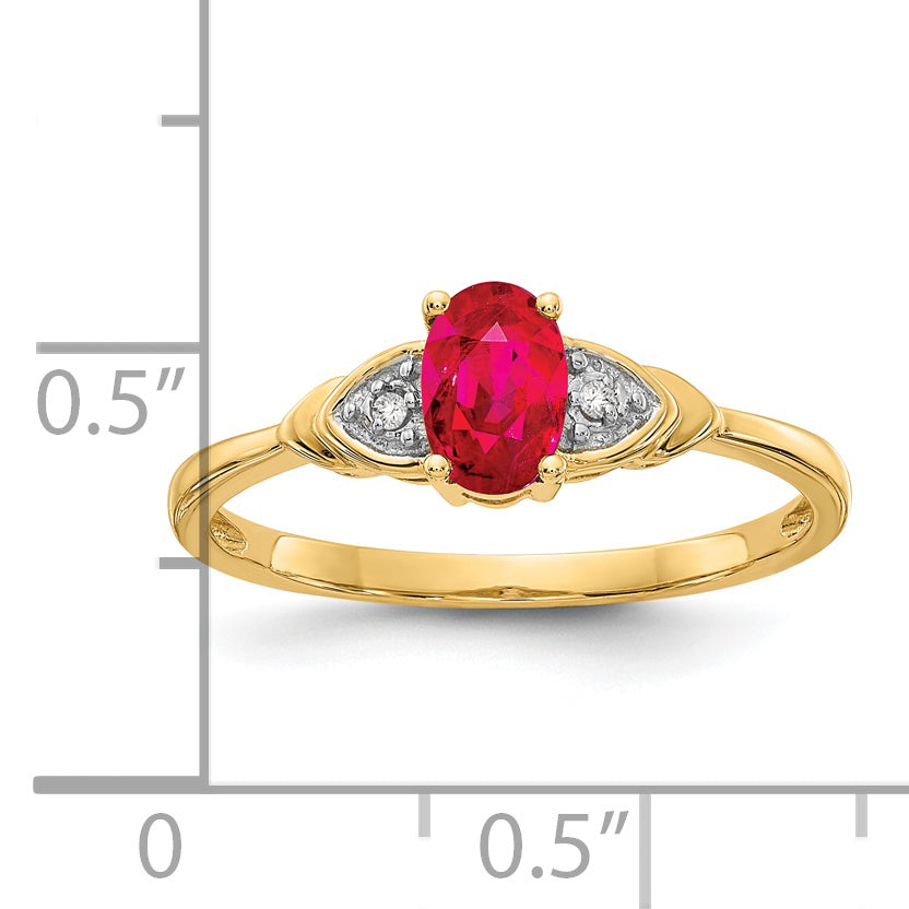 Anillo de Rubí y Diamante en Oro de 14K
