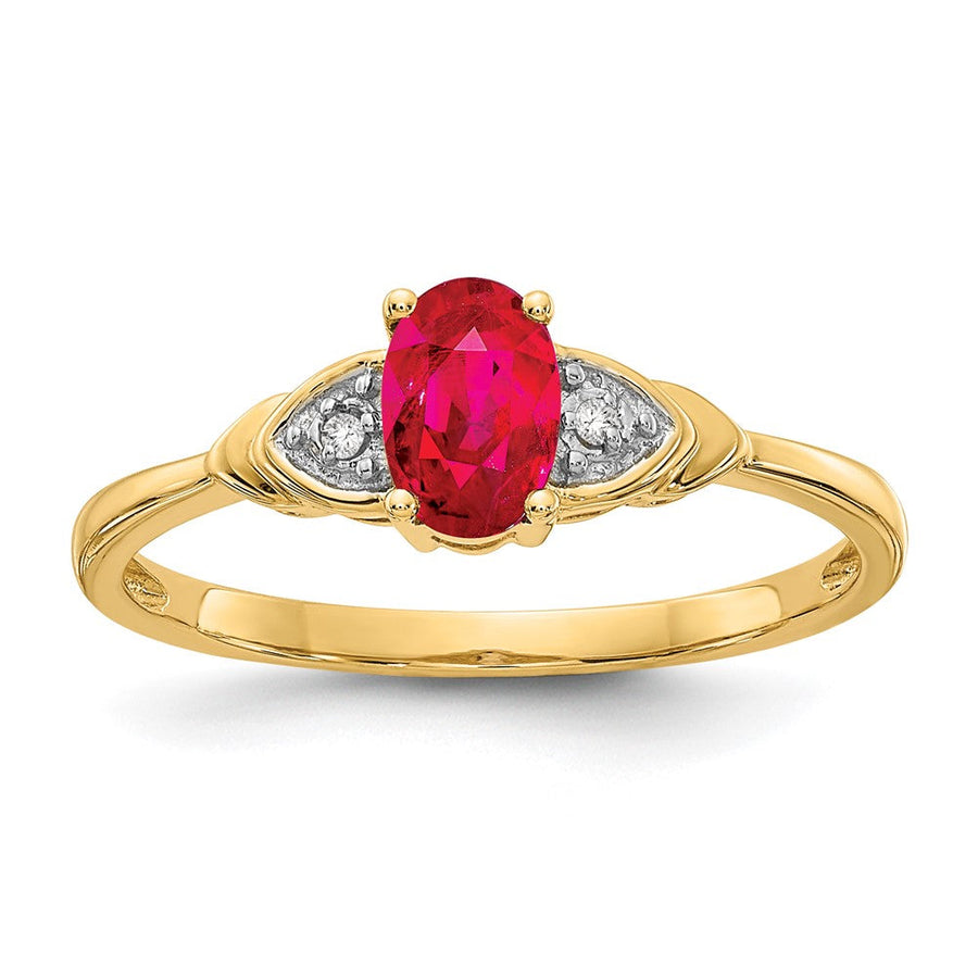 Anillo de Rubí y Diamante en Oro de 14K