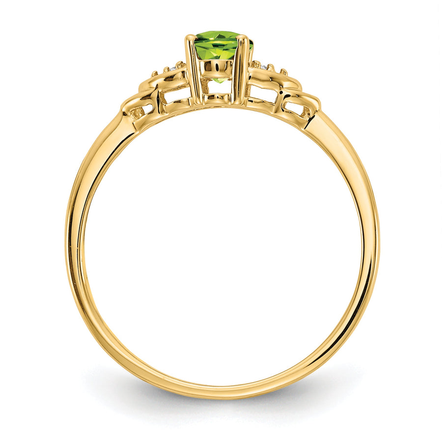 Anillo de Peridoto y Diamante en Oro de 14k