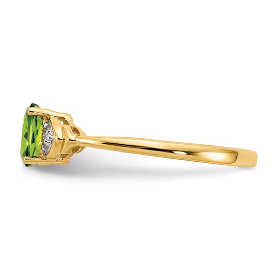 Anillo de Peridoto y Diamante en Oro de 14k