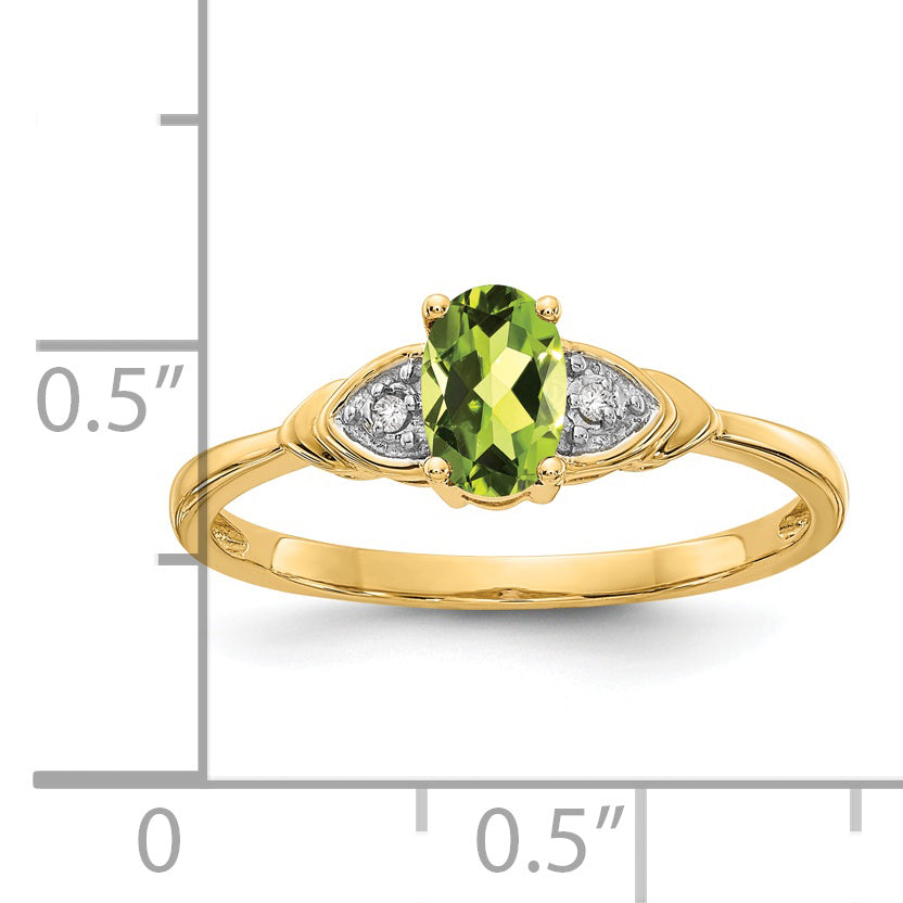 Anillo de Peridoto y Diamante en Oro de 14k