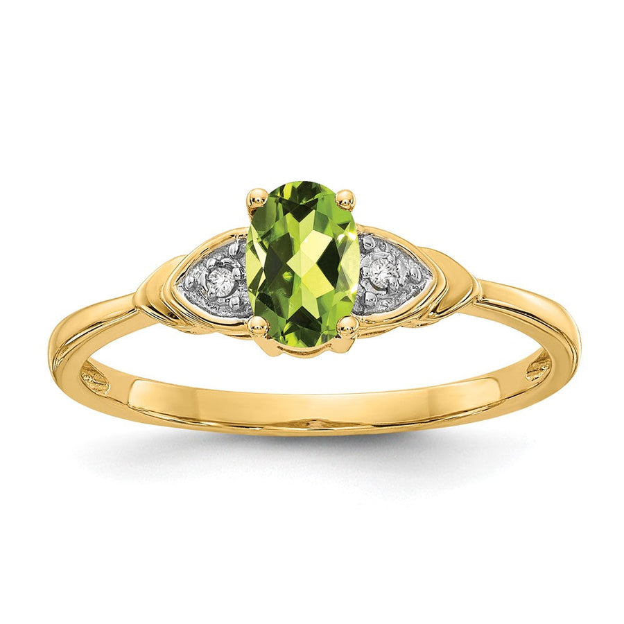 Anillo de Peridoto y Diamante en Oro de 14k