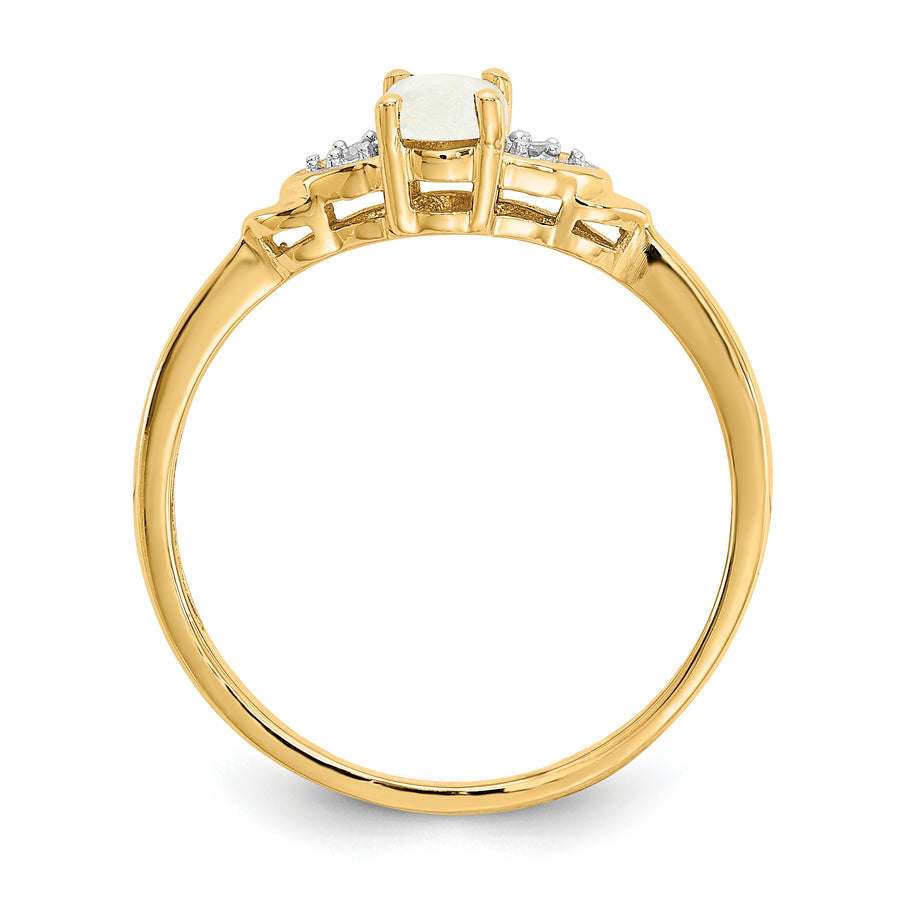 Anillo de Ópalo y Diamantes en Oro de 14k
