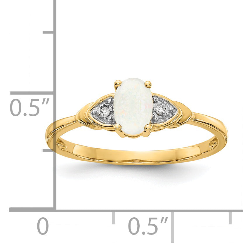 Anillo de Ópalo y Diamantes en Oro de 14k