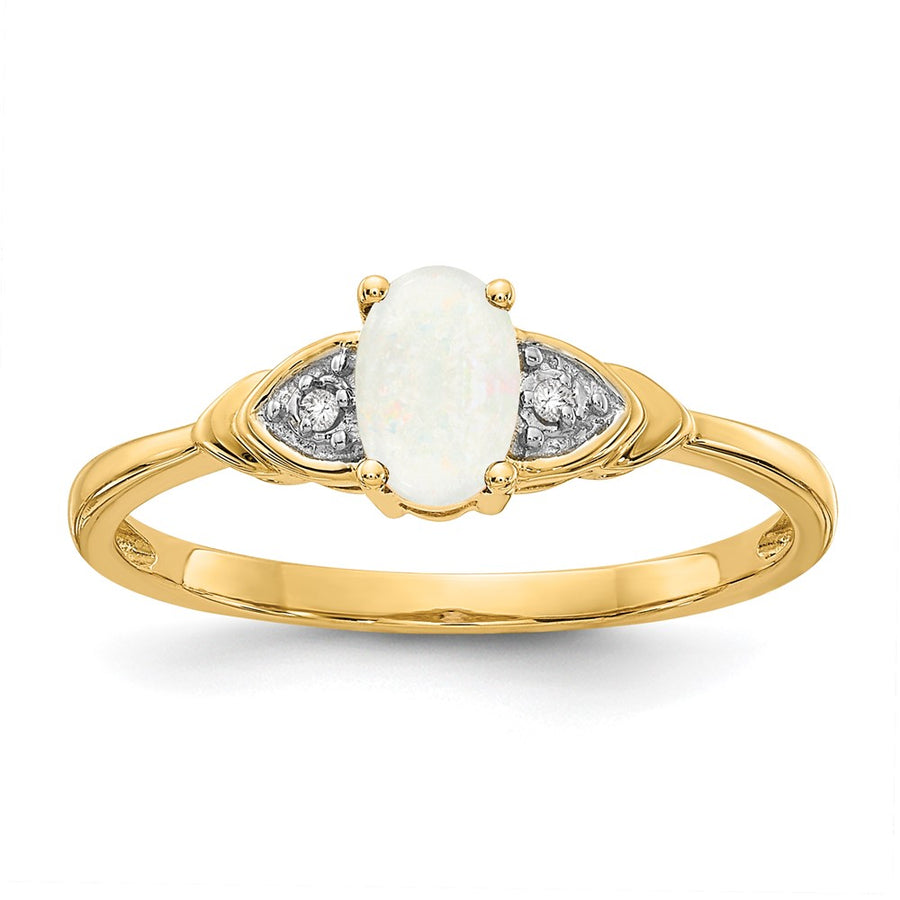 Anillo de Ópalo y Diamantes en Oro de 14k