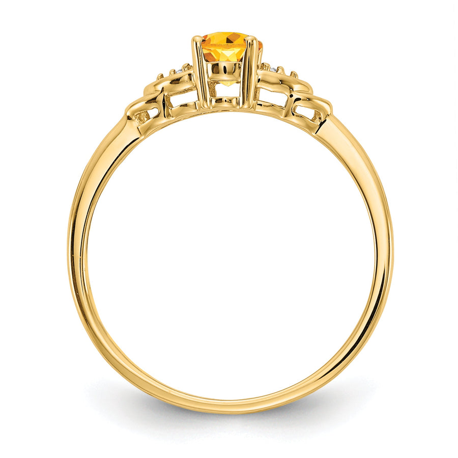 Anillo de Citrino y Diamante en Oro de 14k