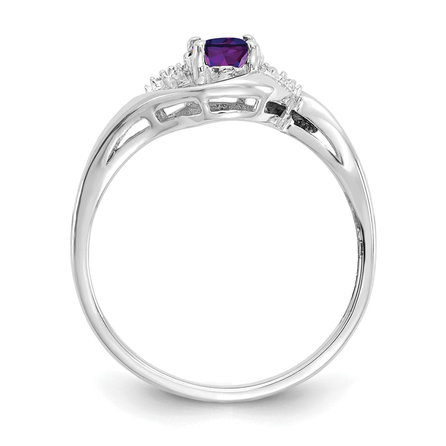 Anillo de Amatista y Diamantes en Oro  de 14k