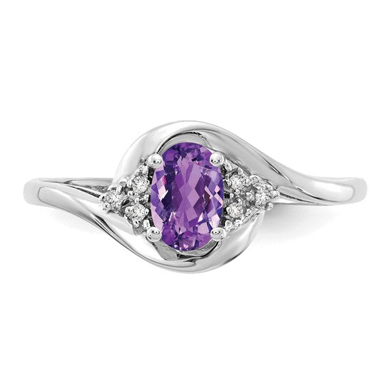 Anillo de Amatista y Diamantes en Oro  de 14k