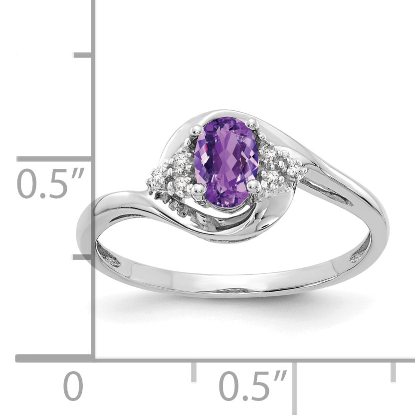 Anillo de Amatista y Diamantes en Oro  de 14k