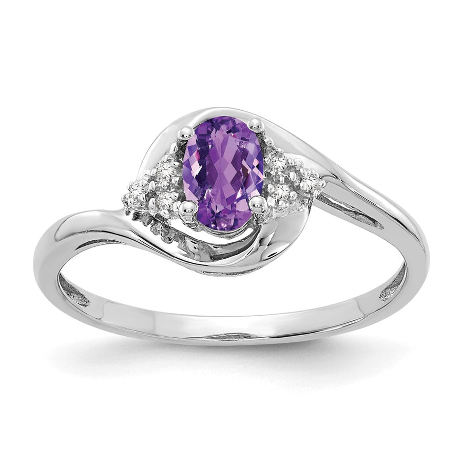 Anillo de Amatista y Diamantes en Oro  de 14k