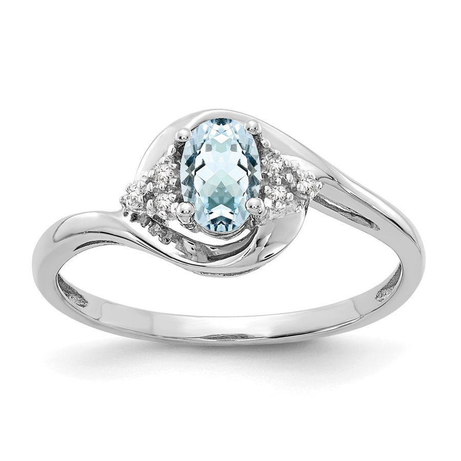 Anillo de Aguamarina y Diamantes en Oro de 14k