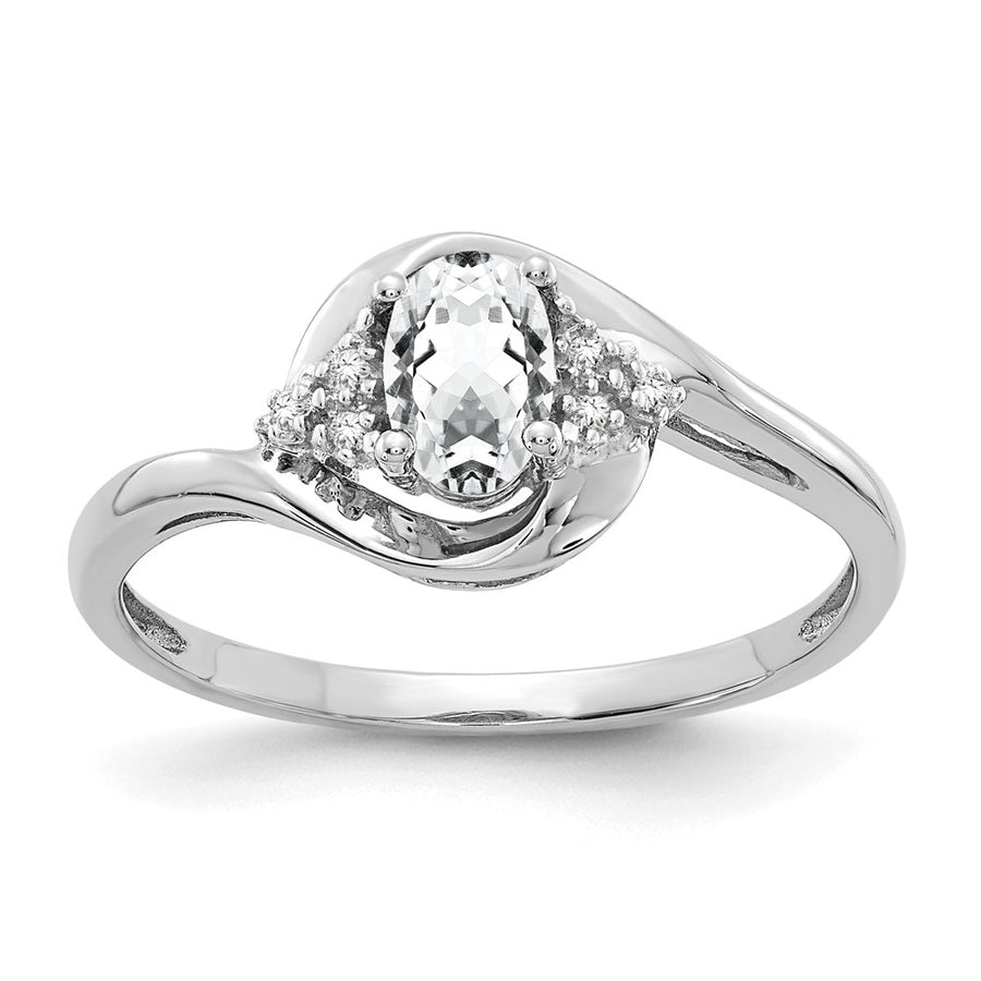 Anillo de Oro de 14k con Topacio Blanco y Diamantes