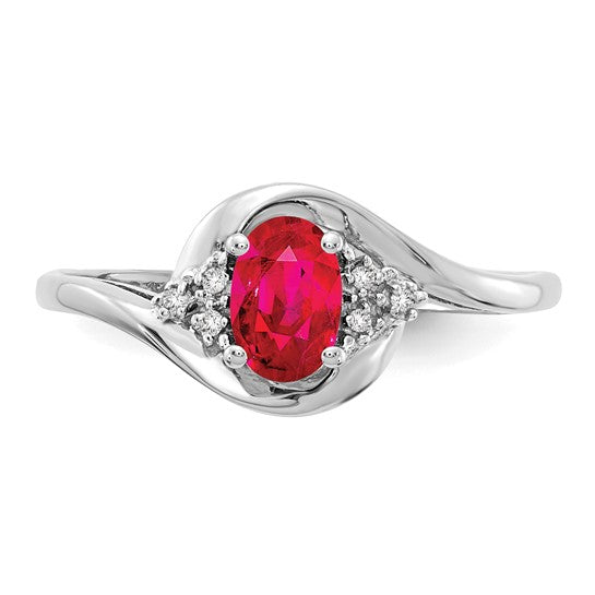 Anillo de Rubí y Diamante en Oro de 14k