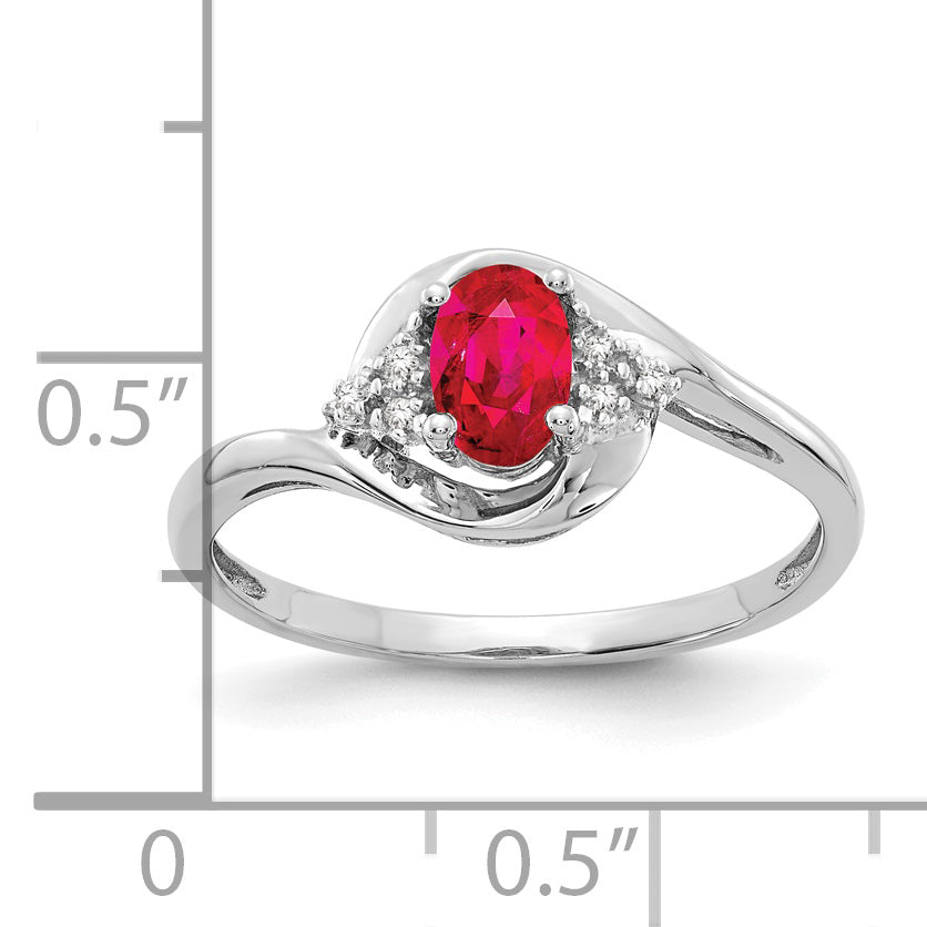 Anillo de Rubí y Diamante en Oro de 14k