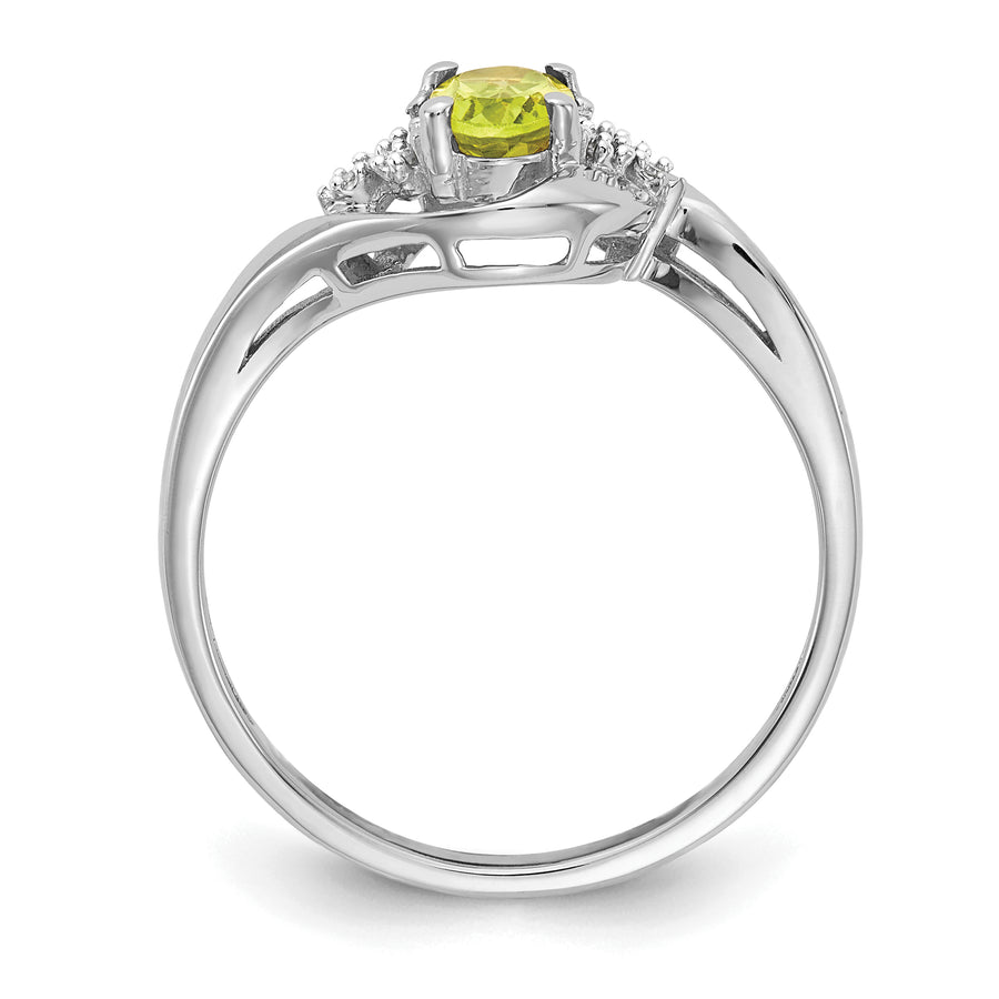 Anillo de Peridoto y Diamante en Oro de 14k