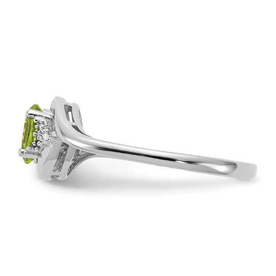 Anillo de Peridoto y Diamante en Oro de 14k