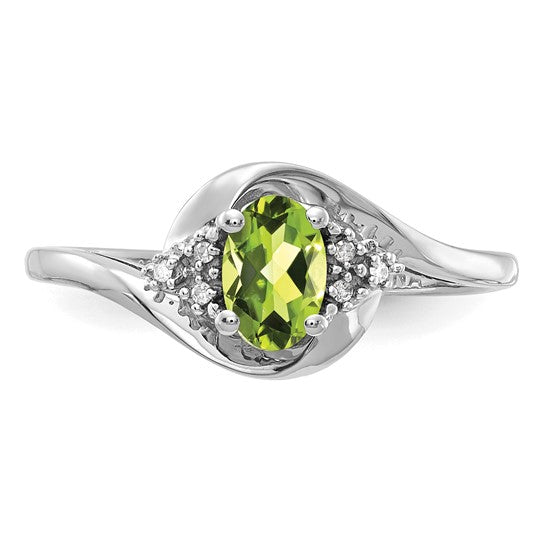 Anillo de Peridoto y Diamante en Oro de 14k