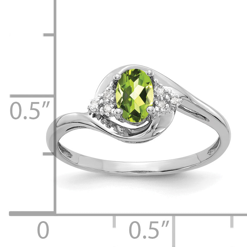 Anillo de Peridoto y Diamante en Oro de 14k