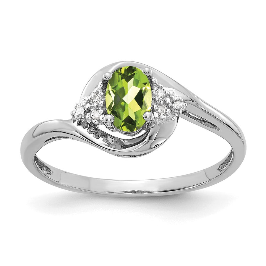 Anillo de Peridoto y Diamante en Oro de 14k