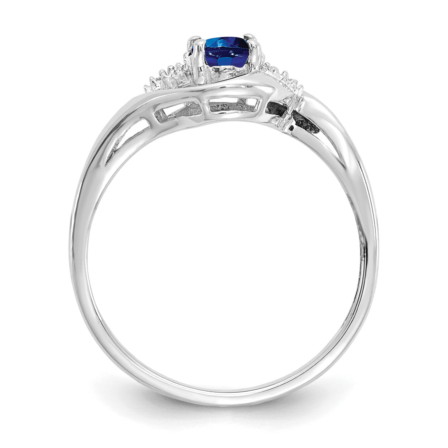 Anillo con Zafiro y Diamantes en Oro de 14k