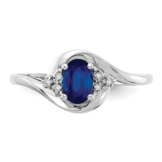 Anillo con Zafiro y Diamantes en Oro de 14k
