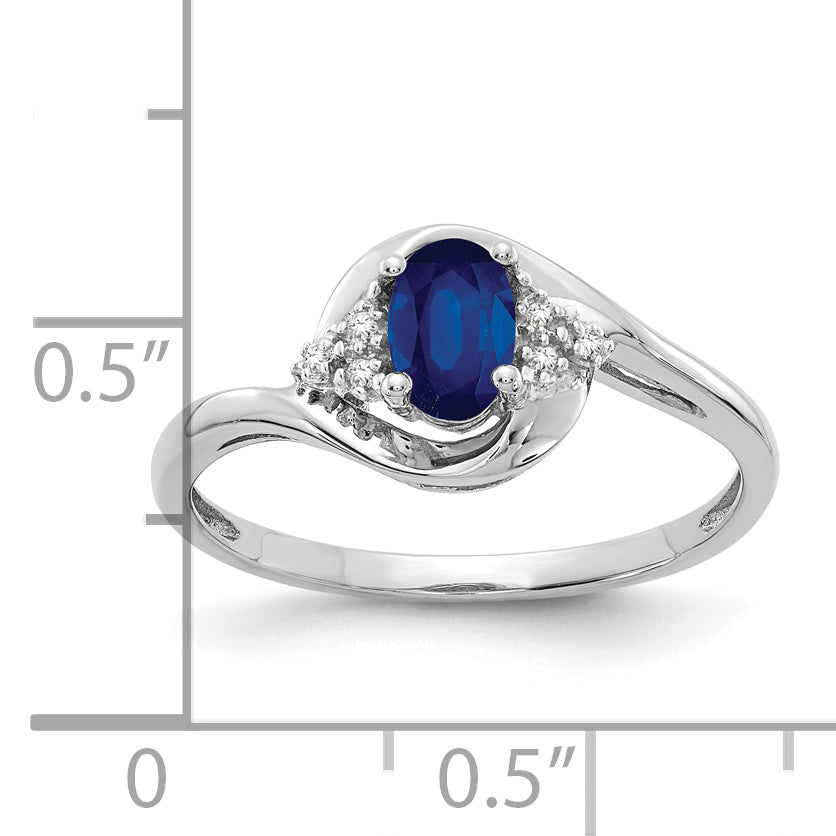 Anillo con Zafiro y Diamantes en Oro de 14k