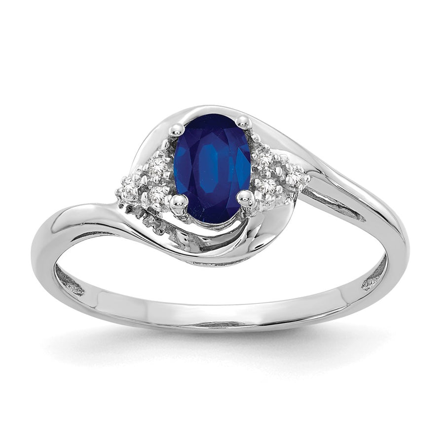 Anillo con Zafiro y Diamantes en Oro de 14k