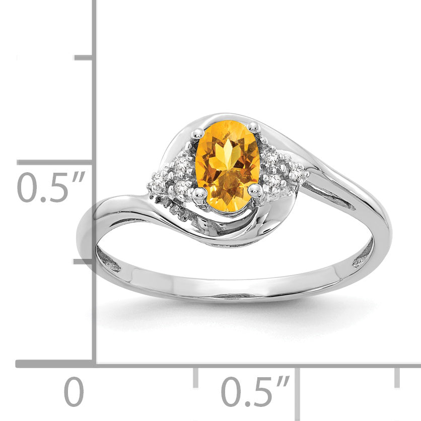 Anillo de Citrino y Diamante en Oro de 14k