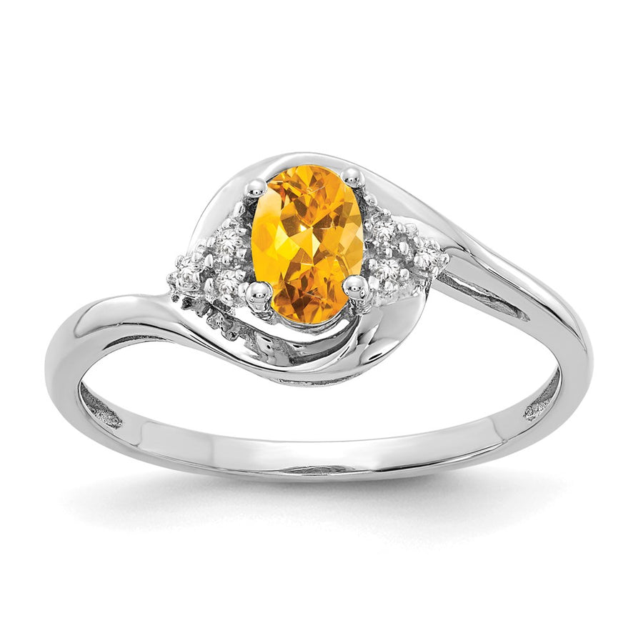 Anillo de Citrino y Diamante en Oro de 14k