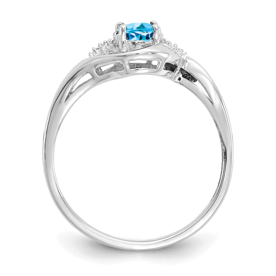 Anillo de Oro de 14k con Topacio Azul Suizo y Diamantes