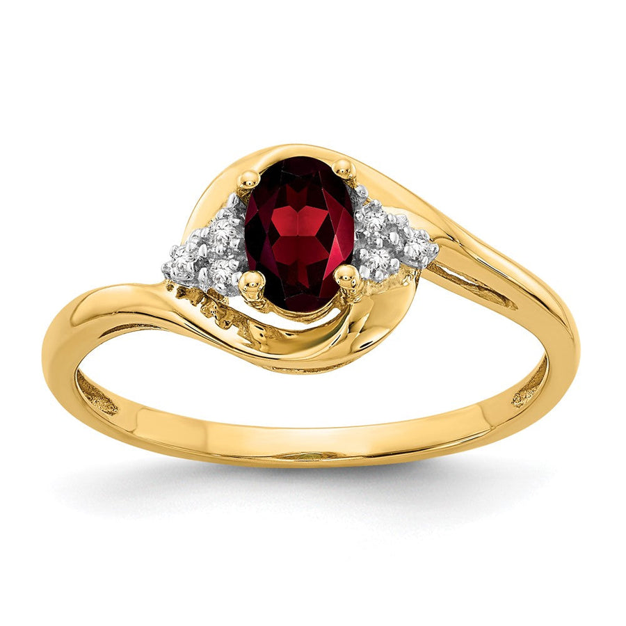 Anillo de Oro de 14k con Granate y Diamantes