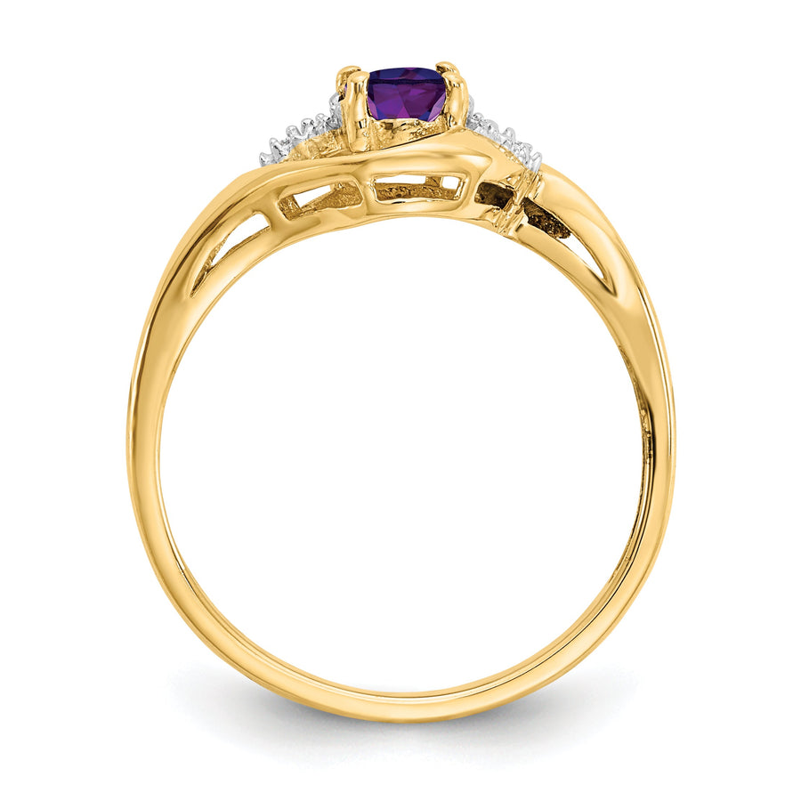 Anillo de Amatista y Diamantes en Oro  de 14k