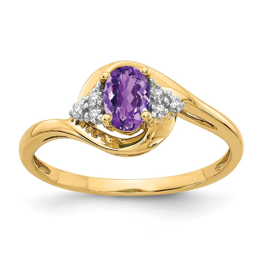 Anillo de Amatista y Diamantes en Oro  de 14k