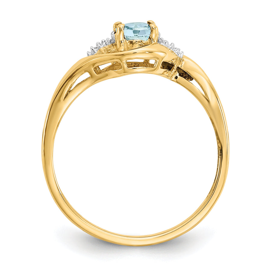 Anillo de Aguamarina y Diamantes en Oro de 14k