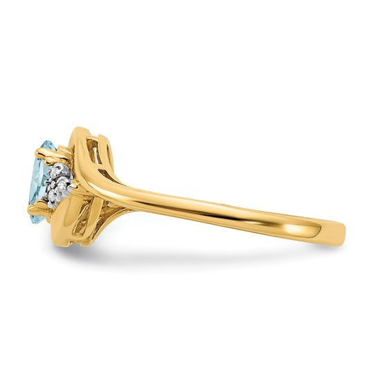 Anillo de Aguamarina y Diamantes en Oro de 14k