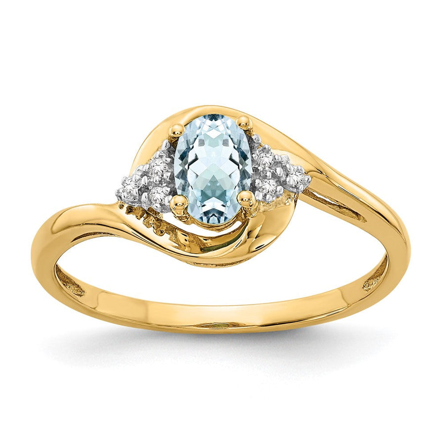 Anillo de Aguamarina y Diamantes en Oro de 14k