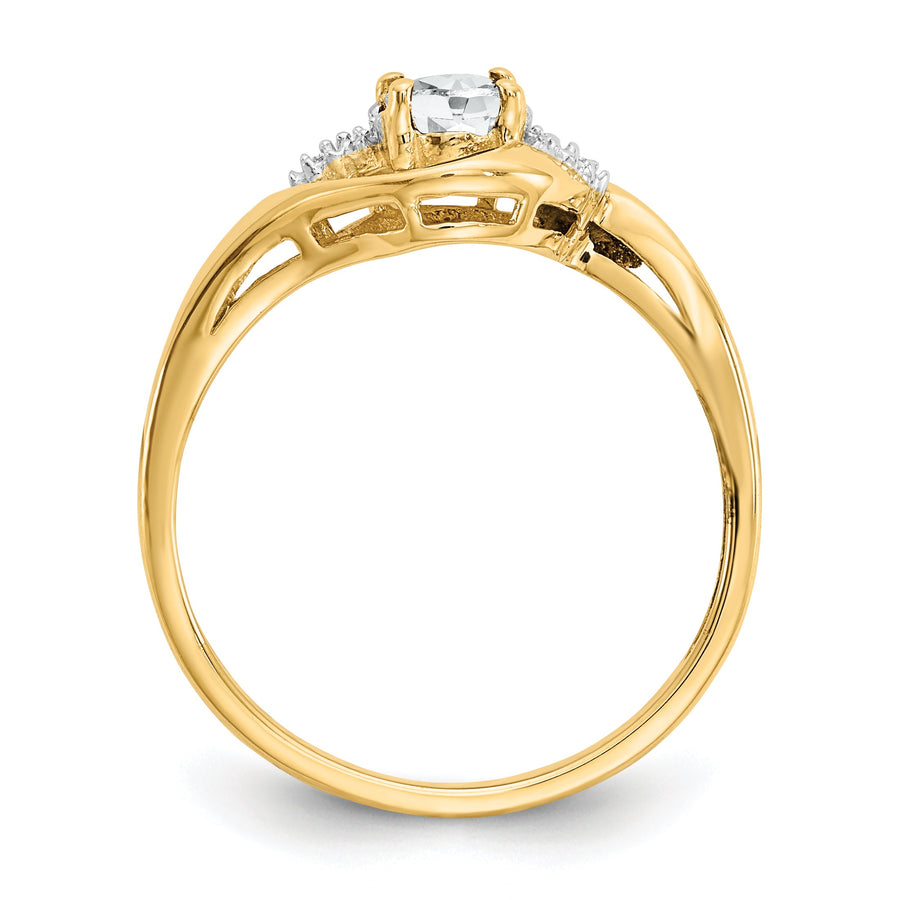 Anillo de Oro de 14k con Topacio Blanco y Diamantes