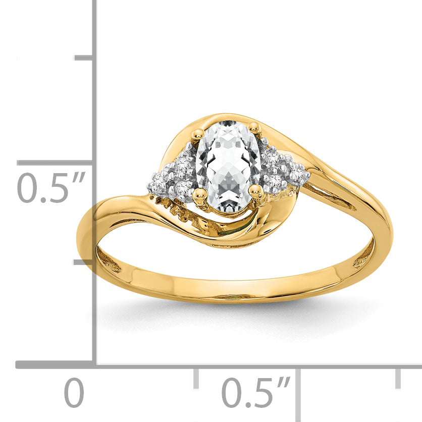Anillo de Oro de 14k con Topacio Blanco y Diamantes