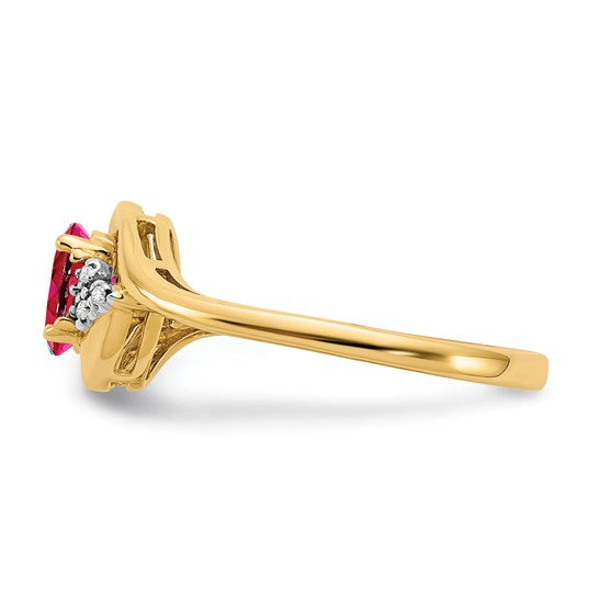 Anillo de Rubí y Diamante en Oro de 14k