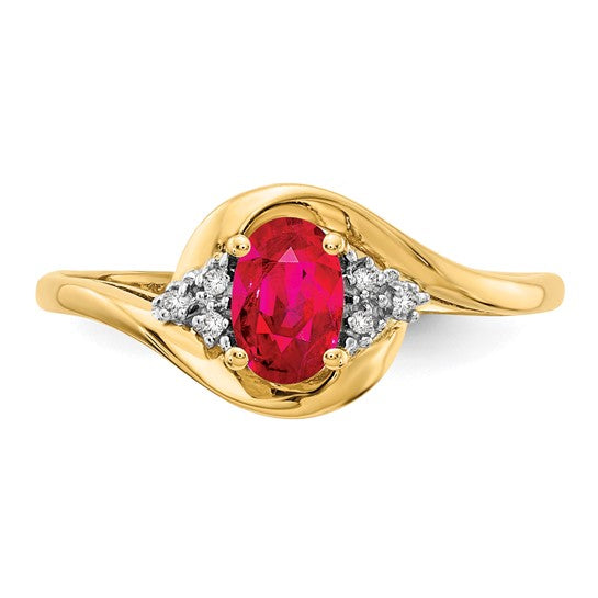 Anillo de Rubí y Diamante en Oro de 14k