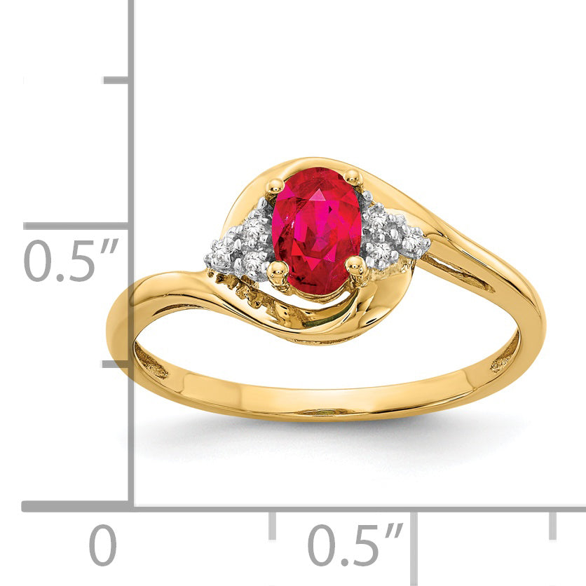 Anillo de Rubí y Diamante en Oro de 14k