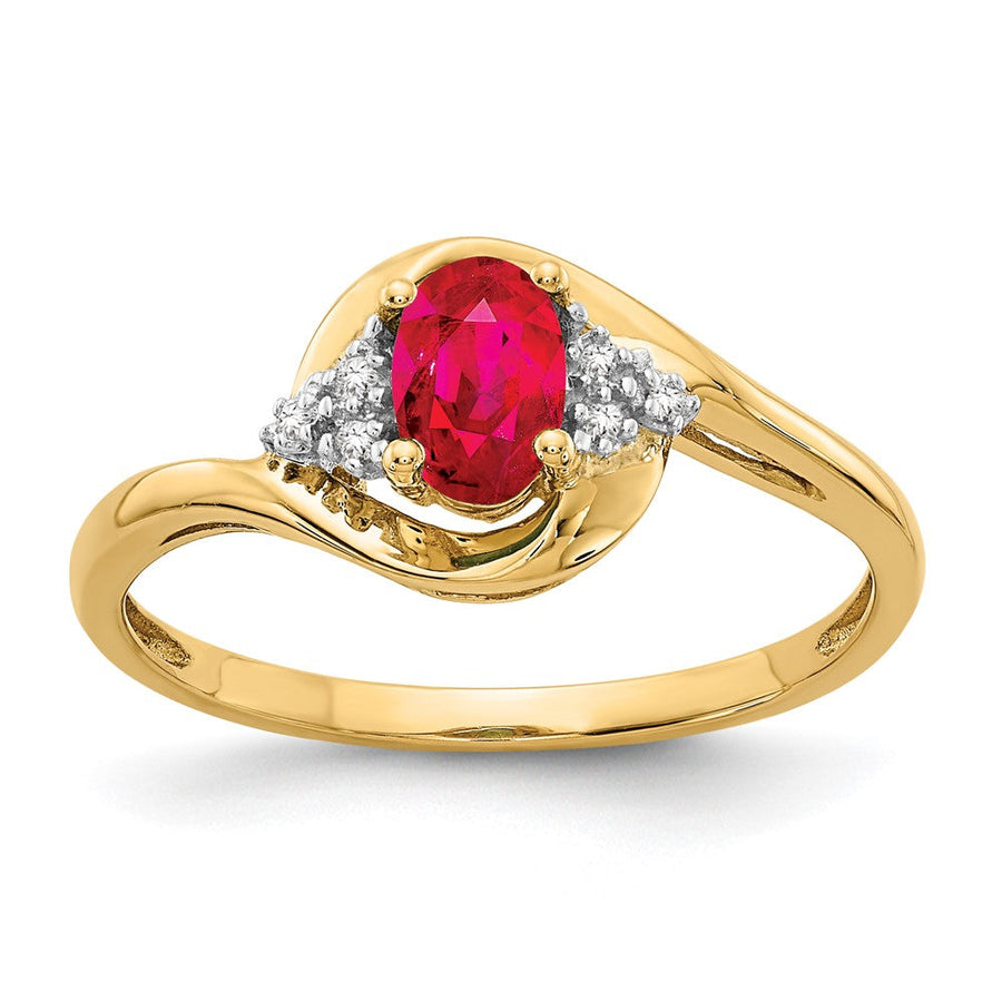 Anillo de Rubí y Diamante en Oro de 14k