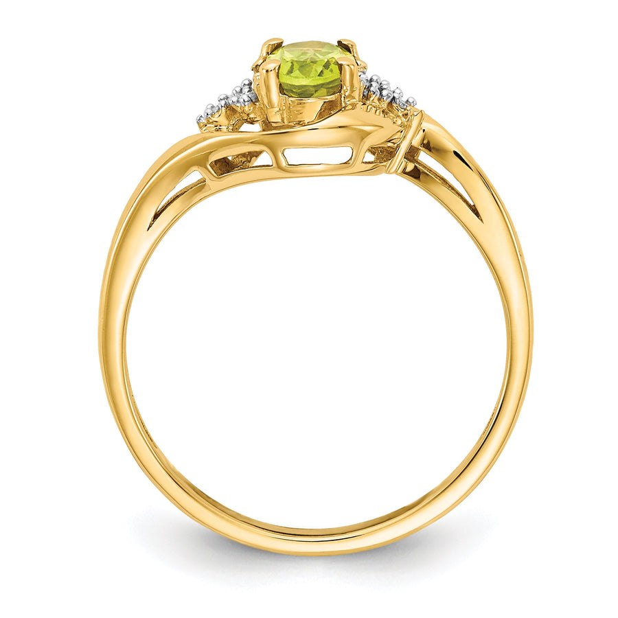 Anillo de Peridoto y Diamante en Oro de 14k