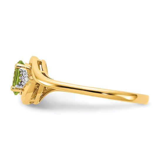 Anillo de Peridoto y Diamante en Oro de 14k