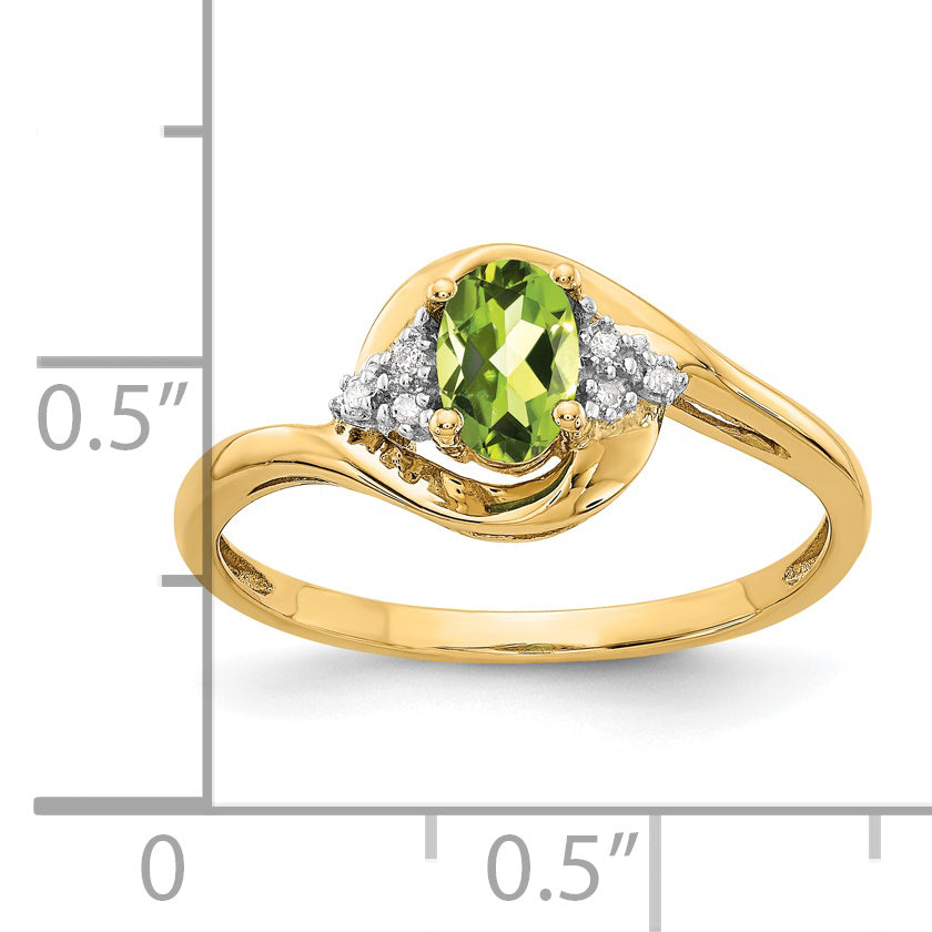 Anillo de Peridoto y Diamante en Oro de 14k