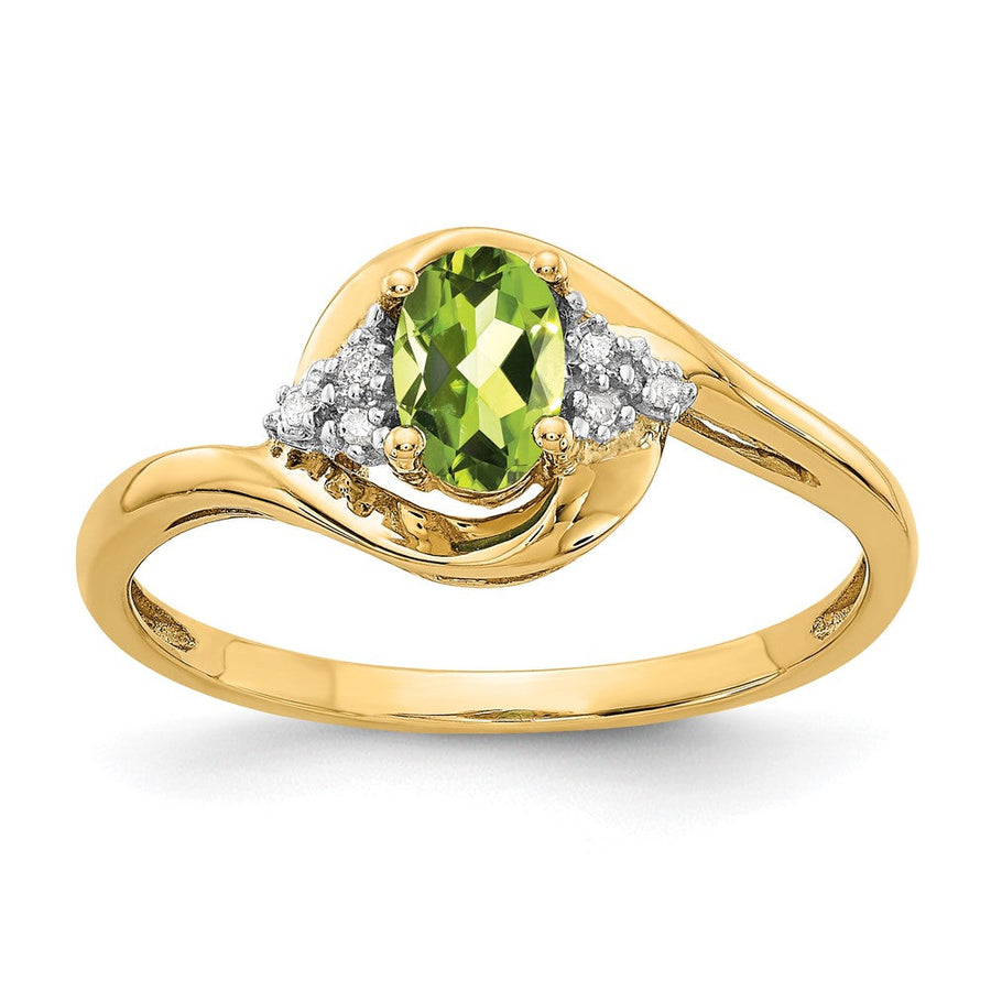 Anillo de Peridoto y Diamante en Oro de 14k