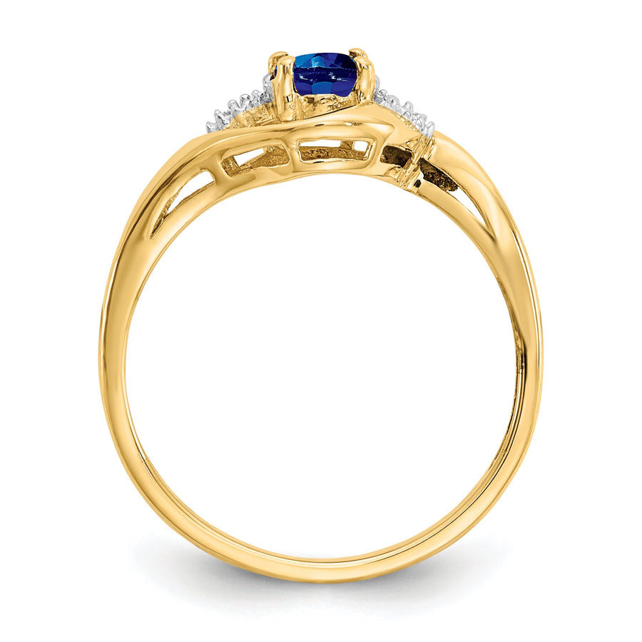 Anillo con Zafiro y Diamantes en Oro de 14k