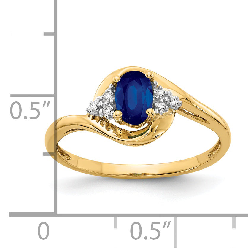 Anillo con Zafiro y Diamantes en Oro de 14k