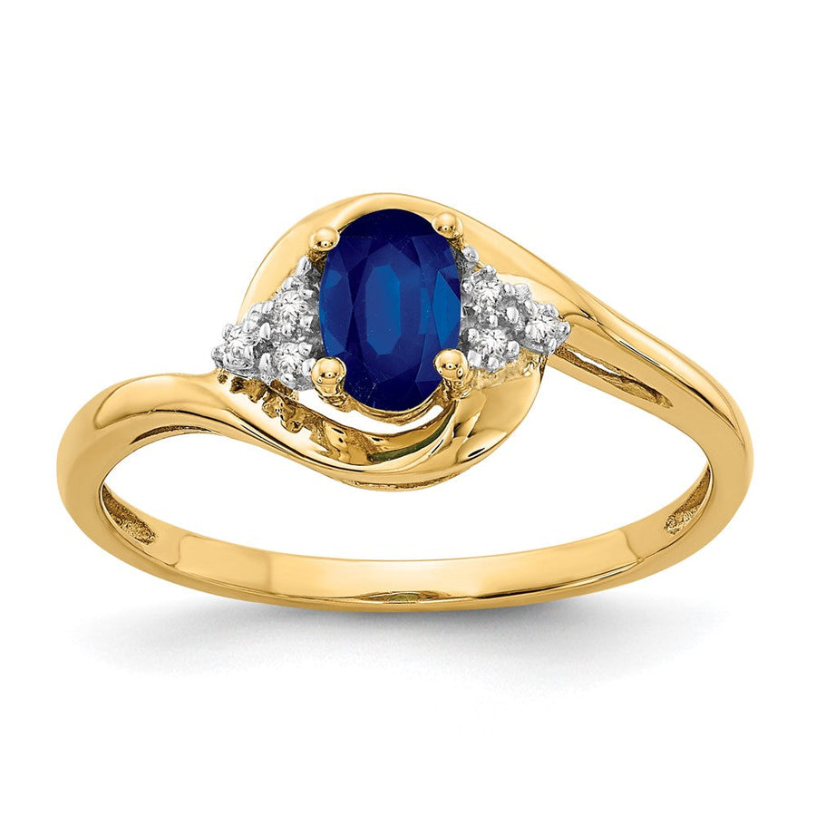 Anillo con Zafiro y Diamantes en Oro de 14k