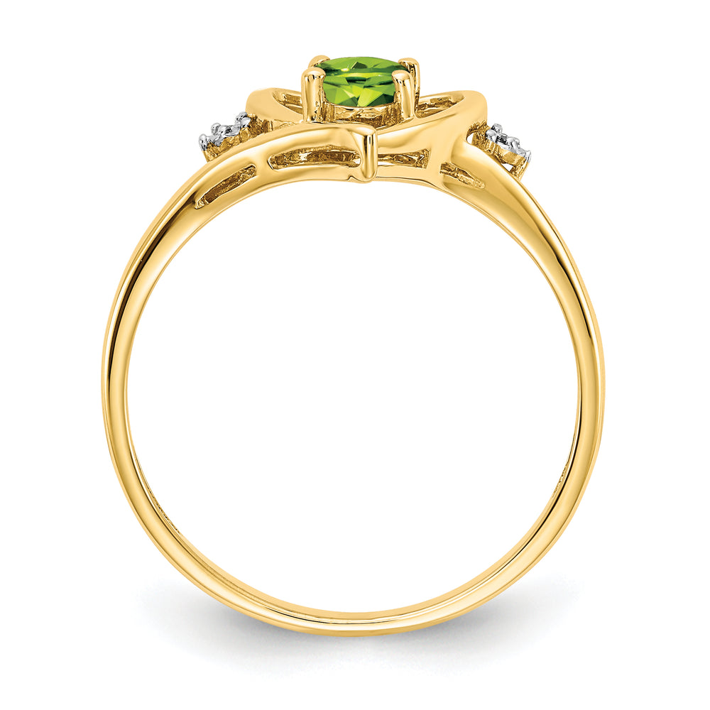 Anillo de Corazón con Peridoto y Diamantes de 14k